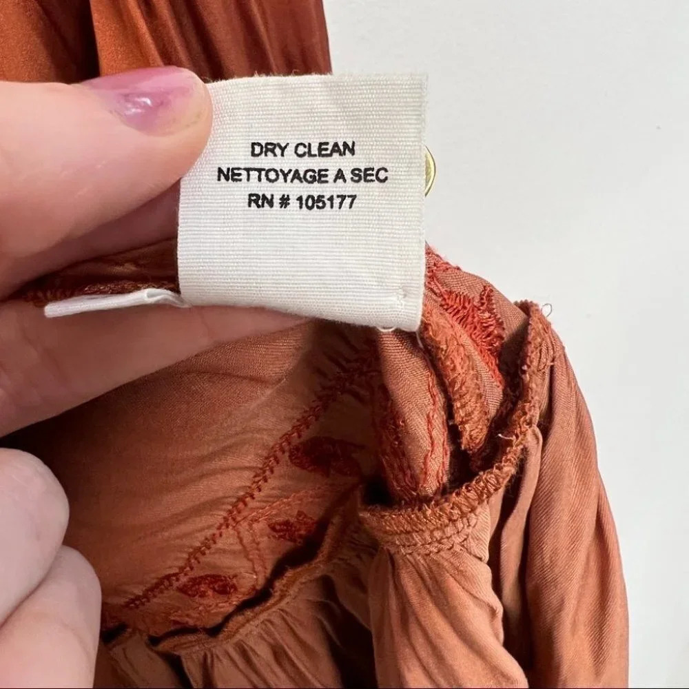Ulla Johnson‎ Angelica Mini Dress Orange Rust 2 Smocked Embroidered Turtleneck - Picture 11 of 14
